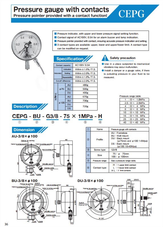 Nandee › PRESSURE GAUGE WITH CONTACTS